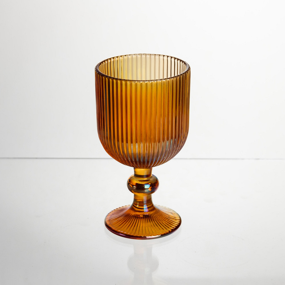 Набір келихів для вина 6 штук 240 мл на ніжці скляні Бурштиновий Yiwu HP-19-209 Київ - фото 2