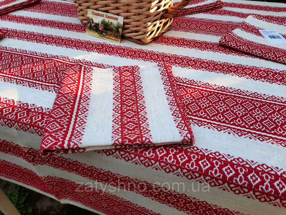 Вишита скатертина червона на хлопку в українському стилі 120*140 Киев - изображение 6