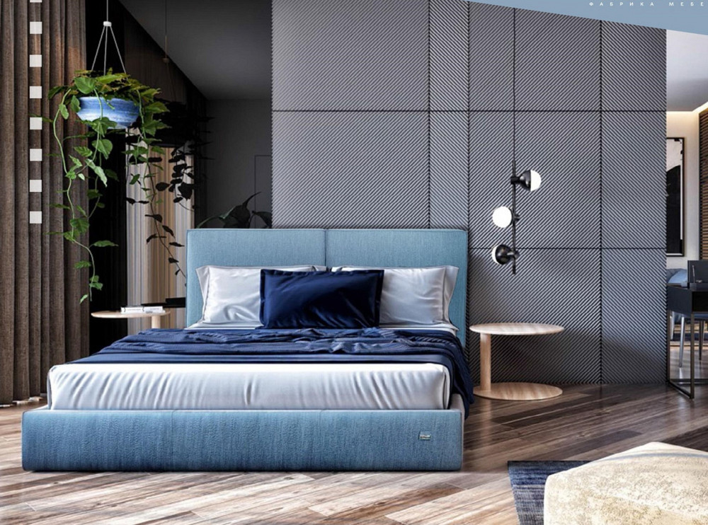 Ліжко Двоспальне Delhi Comfort 160 х 190 см Jeans З підйомним механізмом та нішою для білизни Синій Дніпро - фото 4