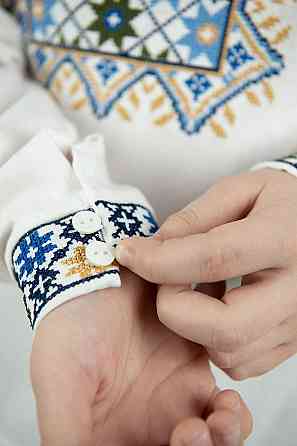 Вышиванка для мальчиков, льняная, молочная, топ Киев