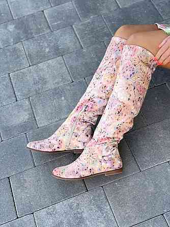 Nivelle Чоботи жіночі NIVELLE примула пудра натуральна шкіра висота 47см обхват 34-35см розмір Коломыя