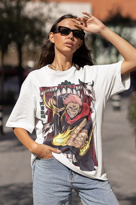 Футболка з аніме принтом Магічна битва оверсайз (S/M/L) Чорний AnimeJ0845 Дніпро - фото 4