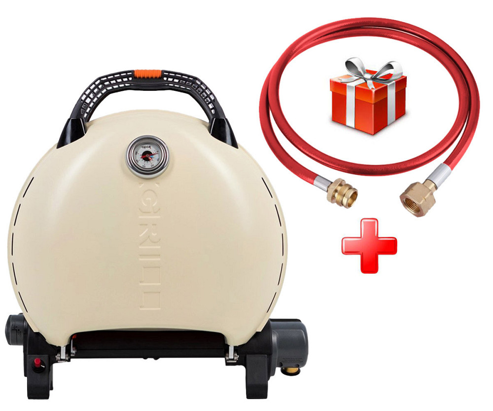 КОМПЛЕКТ Портативний переносний газовий гриль O-GRILL 600T, кремовий + шланг в подарунок! Код: 013370 Рівне - фото 1