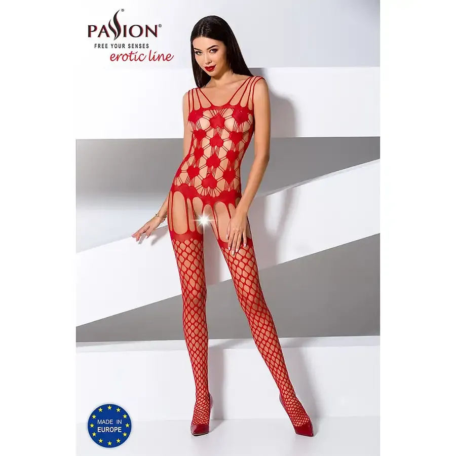 Бодістокінг Passion BS067 red, комбінезон, імітація панчох і топа на бретелях Львов - изображение 2