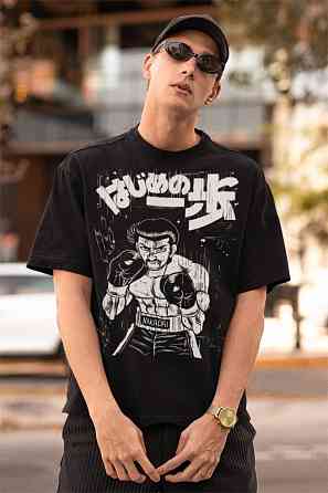 Футболка з аніме принтом Хаджіме Но Іппо Такамура оверсайз (S/M/L) Чорний AnimeJ0418 Дніпро