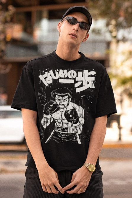 Футболка з аніме принтом Хаджіме Но Іппо Такамура оверсайз (S/M/L) Чорний AnimeJ0418 Дніпро - фото 2