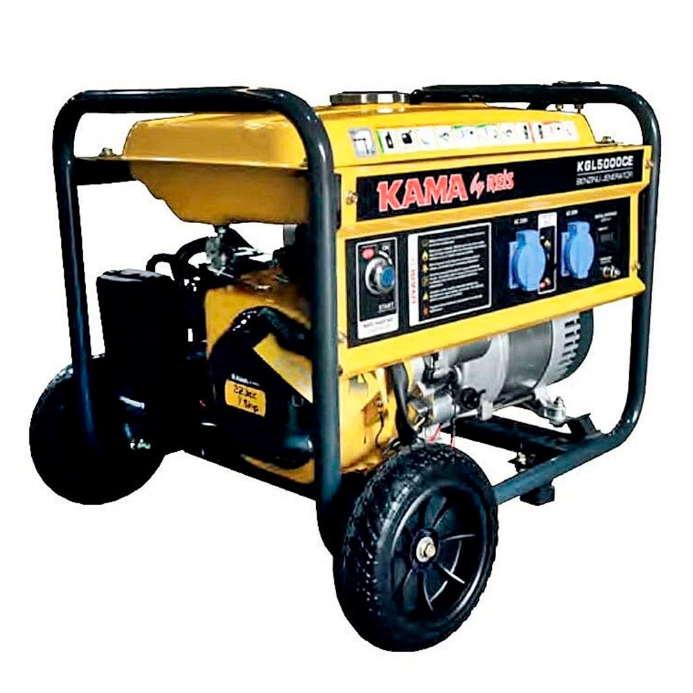 Генератор бензиновий KGL5000CE, 1-фазний 230V, 50Hz, 5kVA/3.5kW, бак 17 л, витрата 1.3 л/год, пуск: ручний/стартер, 640х490х595 Київ - фото 1