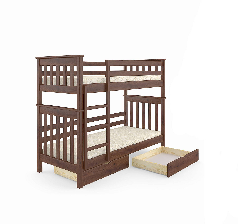 Двоярусне дитяче ліжко Mebigrand Скандинавія Міні Горіх лісовий 80х190 см з ящиками (DMBG-2370) Дніпро - фото 1