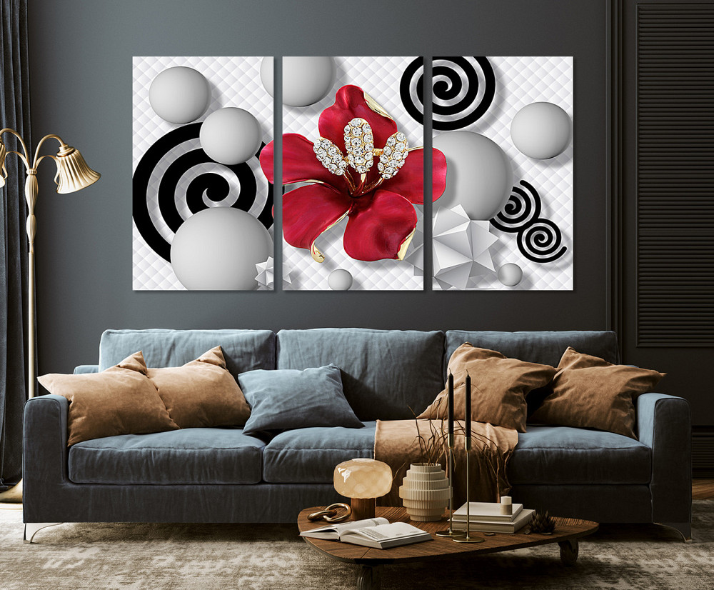 Модульная картина в гостиную / спальню   Квітка Мак    ART-034_3A Киев - изображение 3