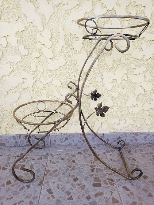 Подставка кованая для цветов «Сани» на 2 вазона, стойка под цветы, вазон Киев - изображение 3