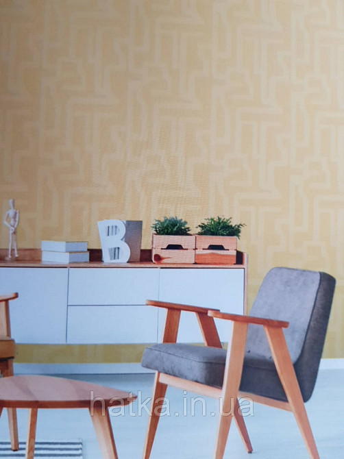 Шпалери вінілові Lutece Bensimon геометрія абстракції смуги фігури яскраво жовті Київ - фото 1