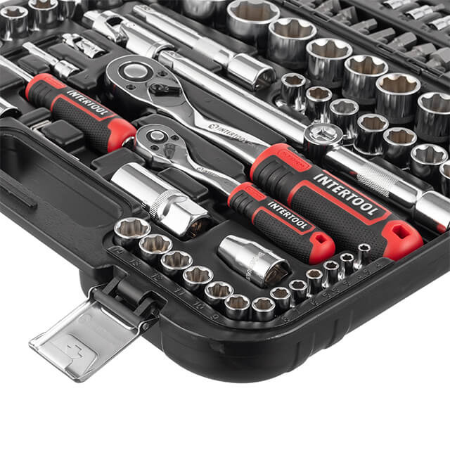 Набір інструментів STORM, 1/2" + 1/4", Cr-V, 110 од., SUPER LOCK, головки: 4-32 мм, E4-E24, біти 35 од., подовж. головки: 6-22 мм, кейс Львів - фото 5