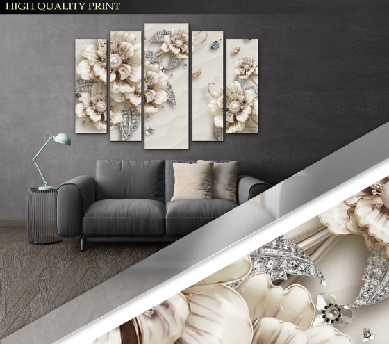 Модульна картина у вітальню / спальню Абстракція Квіти Art-413_5 ( 80х118см ) Київ