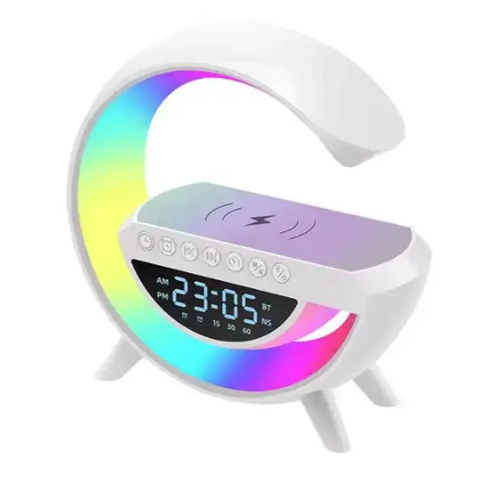 Портативна колонка + лампа + годинник BT-3401 з функцією бездротової зарядки (Білі) Вінниця - фото 2