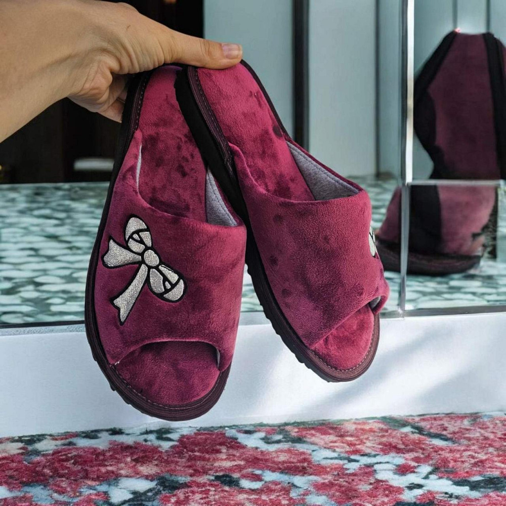 Капці жіночі домашні PaGo повсть щільний 38р червоні з блискучими вушками Одеса - фото 2