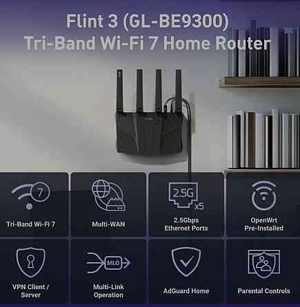 Роутер GL.iNet Flint 3! Новинка 2025! Wifi 7 BE9300 Киев