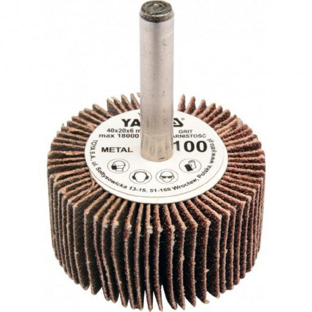 Круг лепестковый шлифовальный 40 x 20 мм К100, шпиндель 6 мм YATO (YT-83354) Коломыя - изображение 1