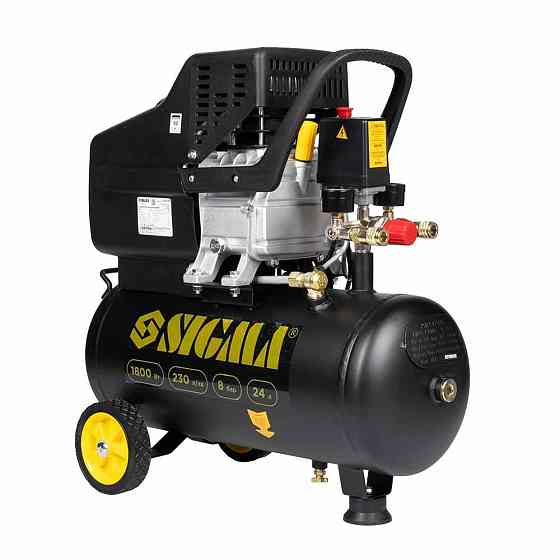 Компрессор одноцилиндровый 1.8кВт 230л/мин 8бар 24л (2 крана) SIGMA (7043131) Киев