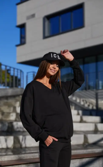 Світшот трикотажний для вагітних і мам-годувальниць oversize Liverpool розмір L-XL Lullababe Чорний Кривий Ріг - фото 5