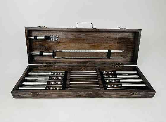 Подарунковий набір шампурів у дерев'яному кейсі СРІБЛО HAPPY DAYS Тернопіль