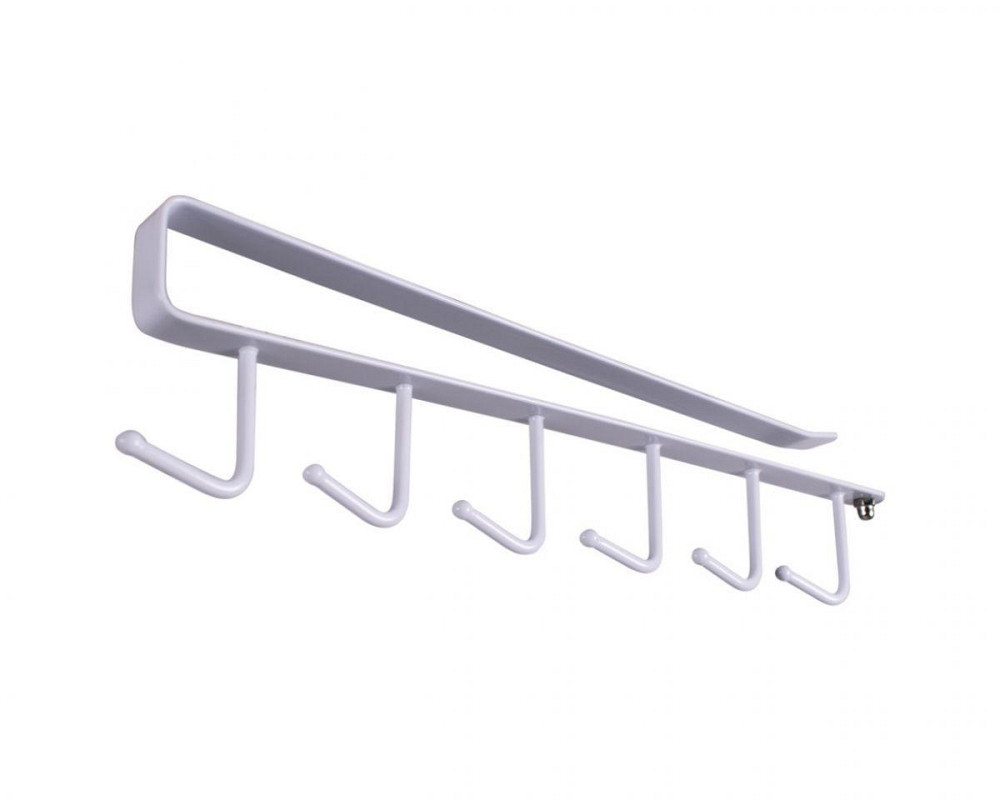 Вішалка на полку з 6 білими гачками для кухні чи одягу Київ - фото 1