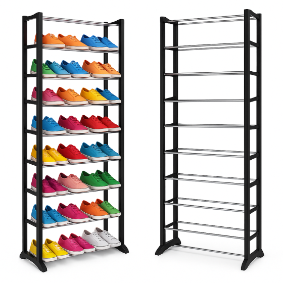 Устойчивая обувная стойка 30, Функциональная обувная стойка, Штабелируемая пластиковая полка для обуви JV-25 Львов