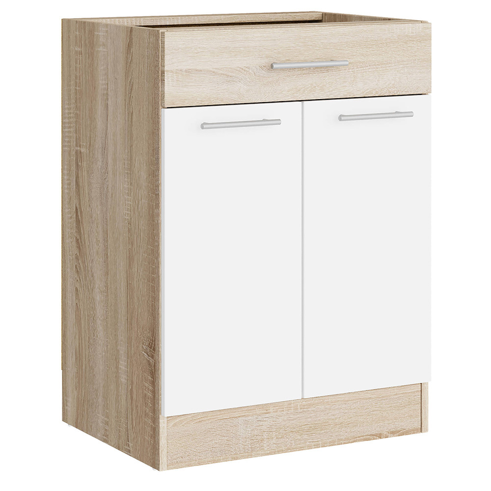 Кухонний модуль нижній з шухлядою Еверест Еко 600 дуб сонома/німфея альба (білий) (без стільниці) 60х46х82 см (DTM-071041) Дніпро - фото 1