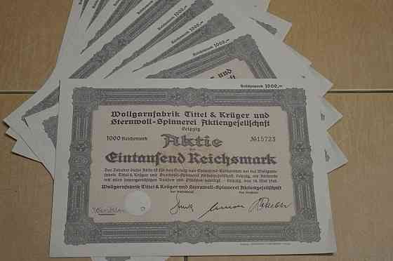 Акція. Німеччина. Wollgarnfabrik Bremen 1000 reichbank 1942 рік aUNC-UNC (5 - 27) Полтава