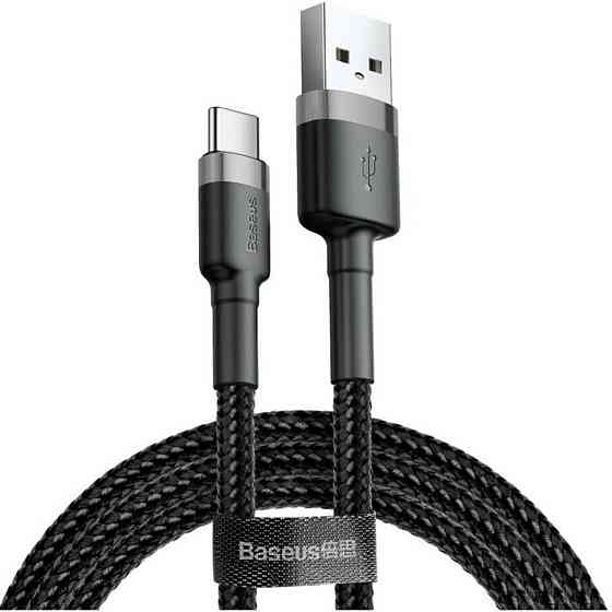 Кабель Baseus cafule Cable USB For Type-C 2A 3m Gray+Black Київ