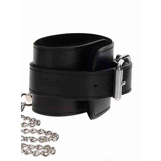 Широкий нашийник з наручниками та ланцюгом Taboom Luxury Bondage Essentials, чорний Sex Aura Київ