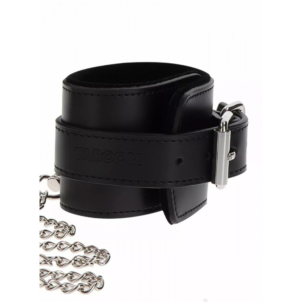 Широкий нашийник з наручниками та ланцюгом Taboom Luxury Bondage Essentials, чорний Sex Aura Київ - фото 6