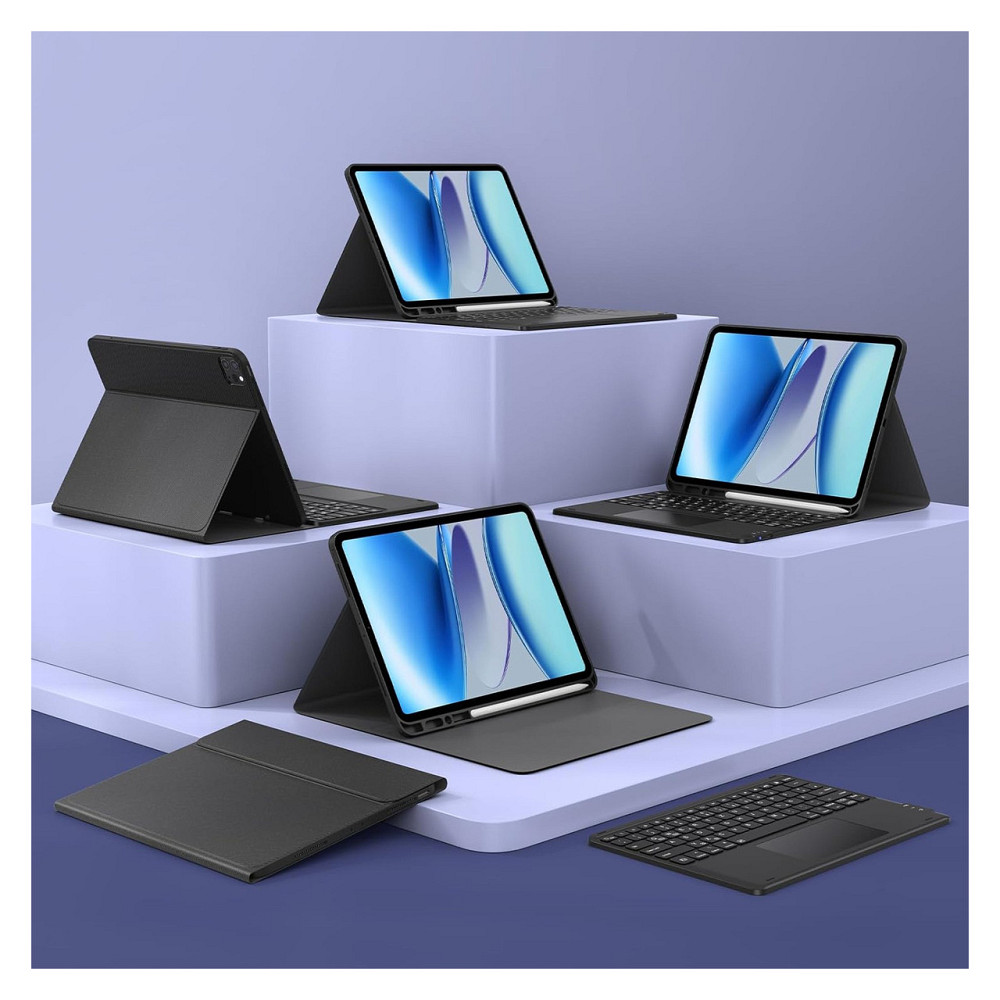 Чохол-клавіатура Earto для iPad Air 13 / iPad Pro 12.9 Чорний QWERTZ 3-зонне підсвічування 7 кольорів та тачпад Київ - фото 6