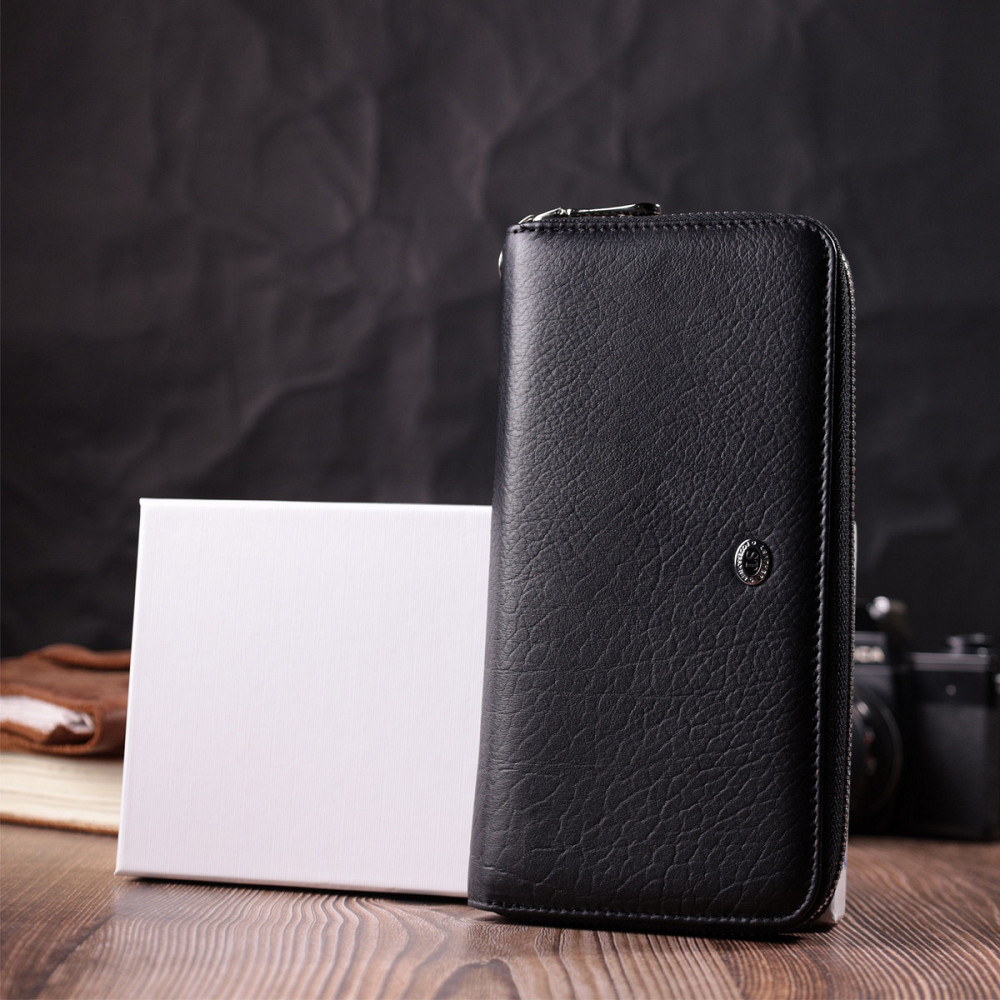 Кошелек-клатч универсальный на одно отделение из натуральной кожи ST Leather 22562 Черный Киев - изображение 1