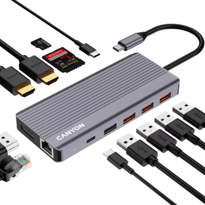 Порт-реплікатор Canyon Docking Station DS-16 13 in 1 4k USB-C hub (CNS-TDS16) Вінниця - фото 12