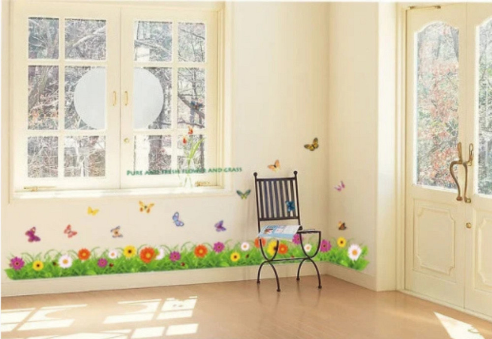 Наклейка для декора стены Цветочный плинтус Киев - изображение 1