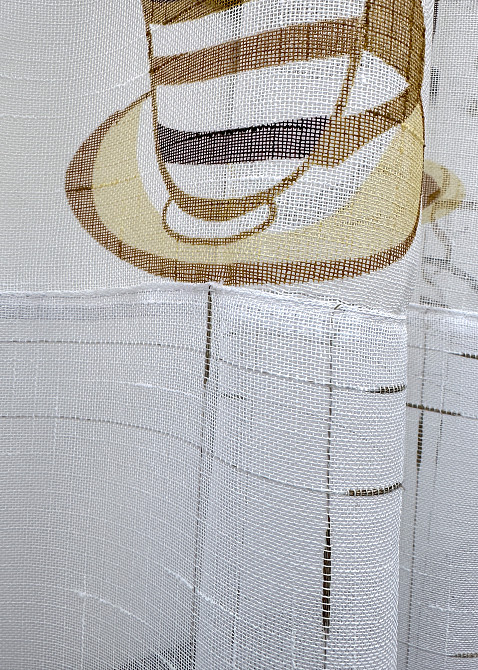 Кухонна тюль-арка VR-Textil № 1792т-1210т льон молочний з коричневим 300х150 см (53-0187) Київ - фото 5