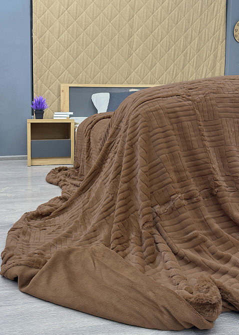 Плед-покрывало Премиум 220х240 см (+-5см) Коричневый (87-222) Киев - изображение 7