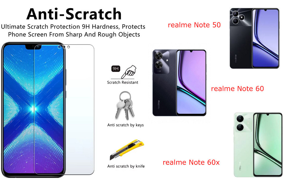 Защитное стекло NeoGlass для realme Note 50, Note 60, Note 60x – ультрапрозрачное и устойчивое Киев - изображение 1