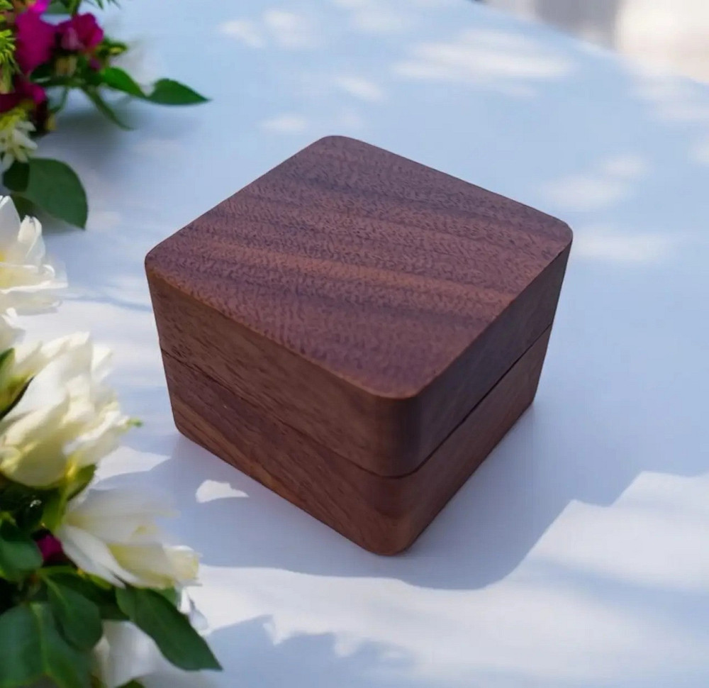 Коробочка для кілець дерев'яна, коробка ювелірна весільна, футляр обручок для весілля або пропозиції руки і серця Кам'янець-Подільський - фото 4