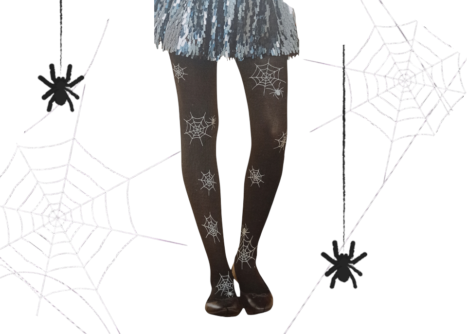 Детские колготы паутинка с паучками для Хэллоуина 40 den 134-140 на 8-10 лет черный Киев - изображение 2
