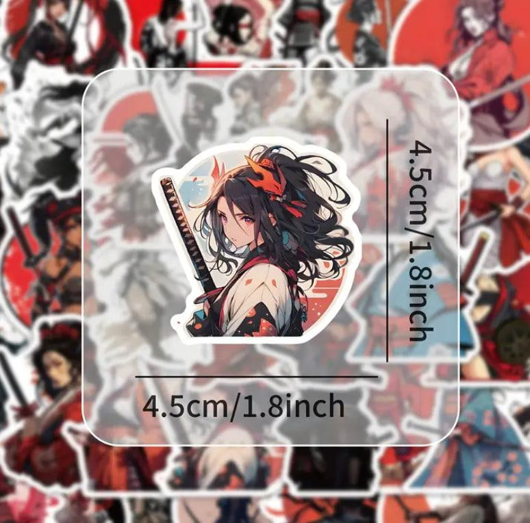 Наклейки дівчина самурай. Наклейки на мотоцикл, велосипед, для комп'ютера, ноутбука, набір 50 шт. Київ - фото 6