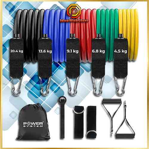 Power System PS-4099 Total Set – набір з 5 трубчастих еспандерів для фітнесу, йоги та реабілітації, максимальний опір 55 кг Київ