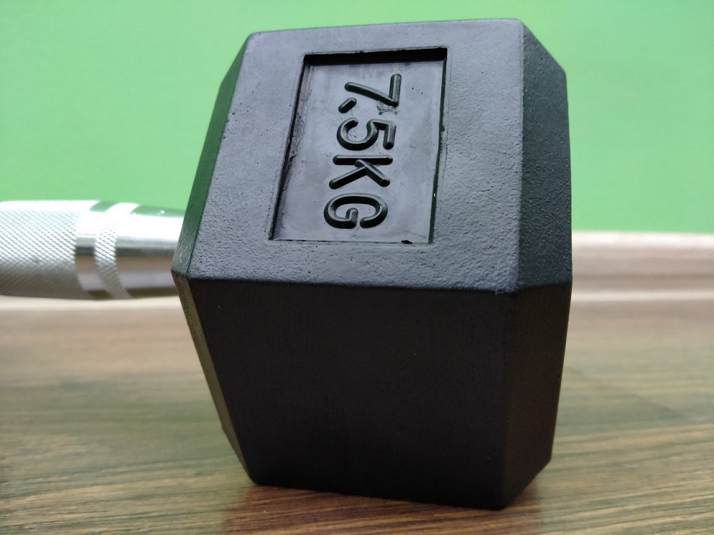 Гантель 7.5 кг цільна шестигранна гексагональна Zelart Київ - фото 4