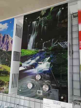 Газова колонка димохідна DION JSD 10 водоспад газовий водонагрівач 10 л/хв на батарейках скляна панель Львів Київ