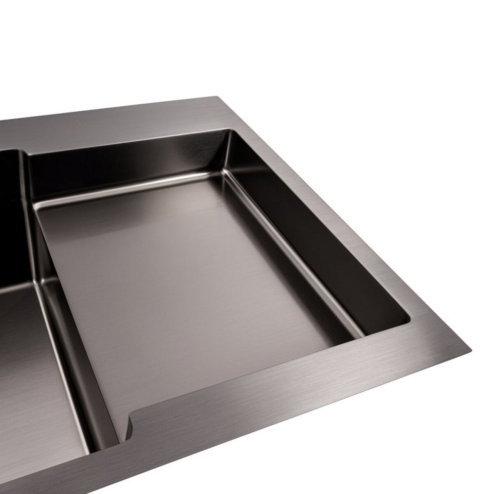 VALESO Мийка Valeso Handmade CM 78×50C L (PVD чорна) з поглибленою полицею Киев - изображение 3