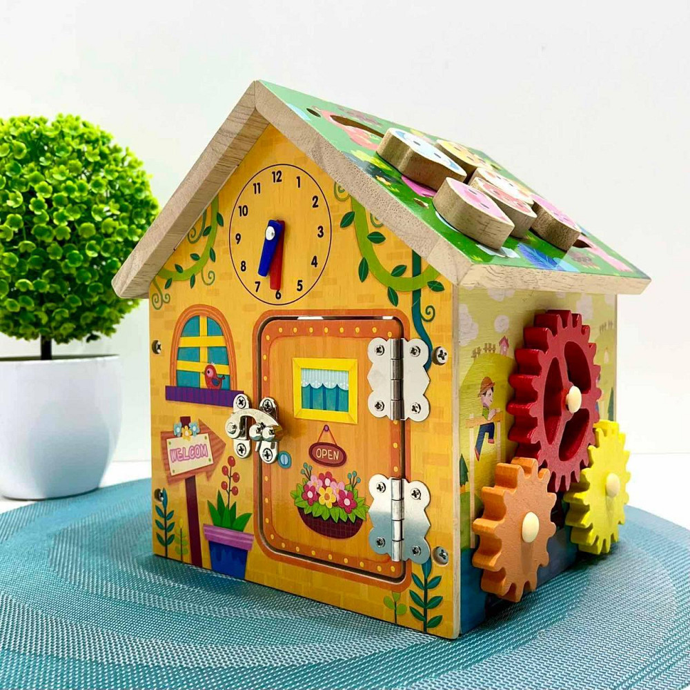 Бізідім розвиваюча іграшка ксилофон 5 тонів шестерні годинник сортер 19-20-18 см (MD 1364) Чернігів - фото 1