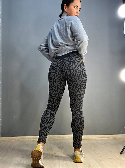 Лосини жіночі A-N 5372 леопардовий принт утягуючі пушап сірі, сірий, L Київ - фото 15