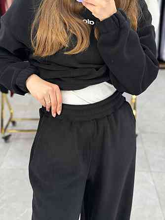 Женский теплый прогулочный костюм двойка: кофта и штаны турецкий флис Черный, 42/44 Одесса