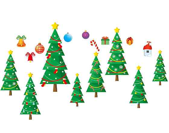 Новогодние наклейки на окна Елки 60 на 75 см разноцветный Киев