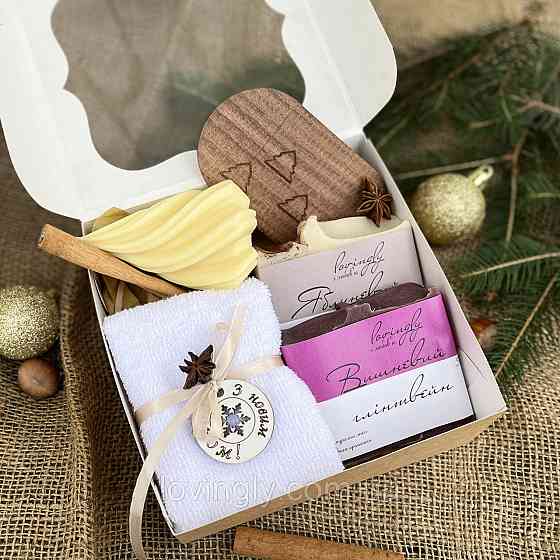 Зимний подарочный набор с натуральным мылом и свечей Ирпень